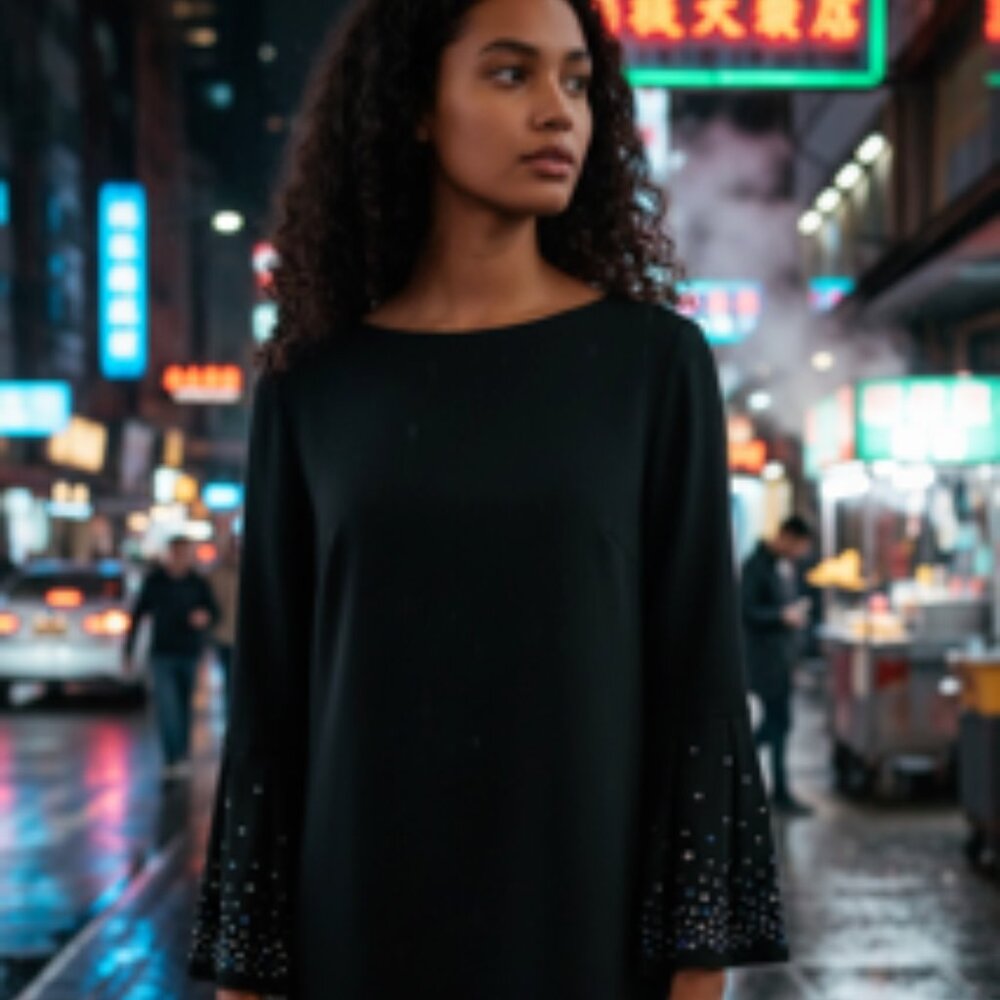 Calvin Klein Embellished Bell-Sleeve Sheath Dress